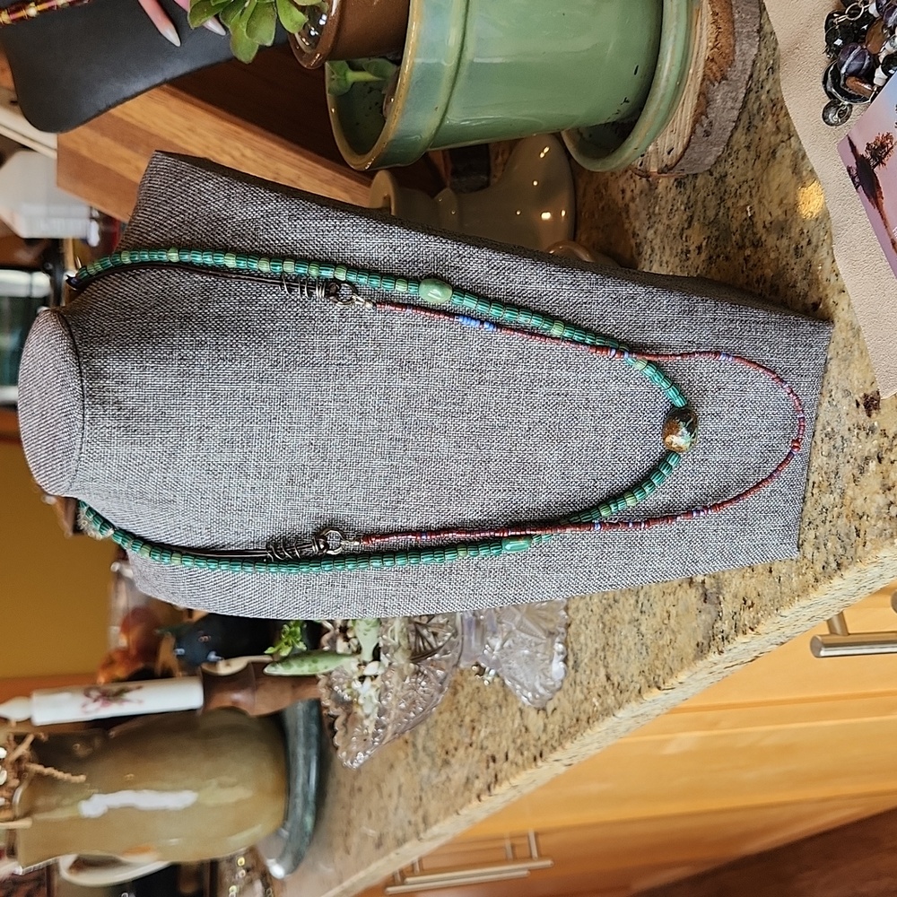 Artisan made Necklace featuring vintage African Trade Beads